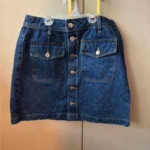 LOFT Denim Button-Front Skirt